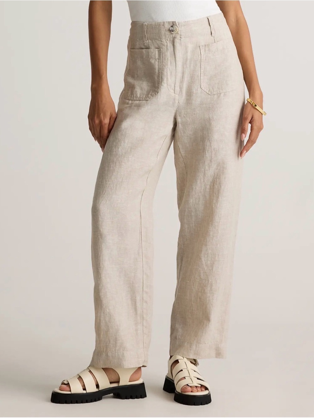 Quince 100% European Linen Patch Pocket Wide Leg Pant - Picture 3 of 8